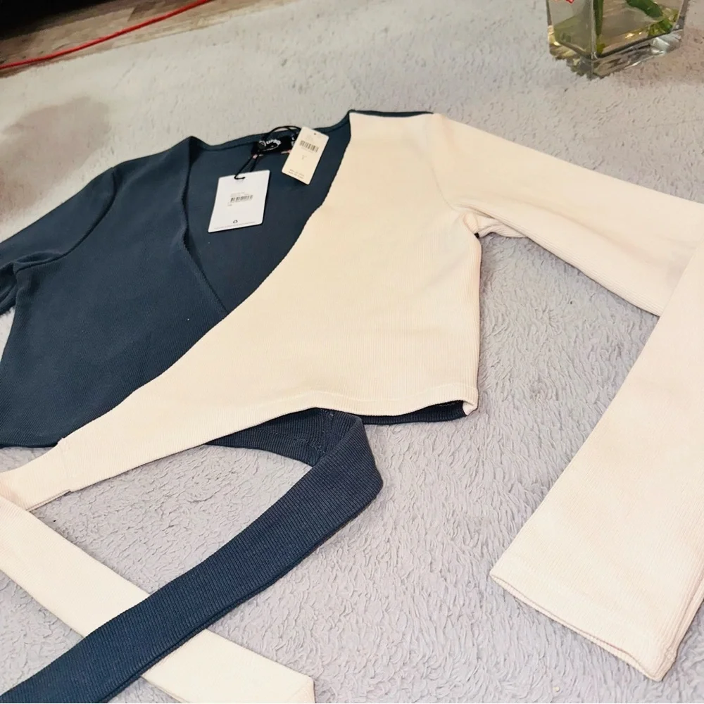 Anthropologie the Luna Kyra wrap top denim color - Picture 11 of 17